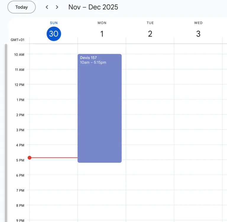 Synchronisation des créneaux disponibles dans Google Calendar