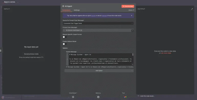 Interface de configuration et de supervision de l'agent IA