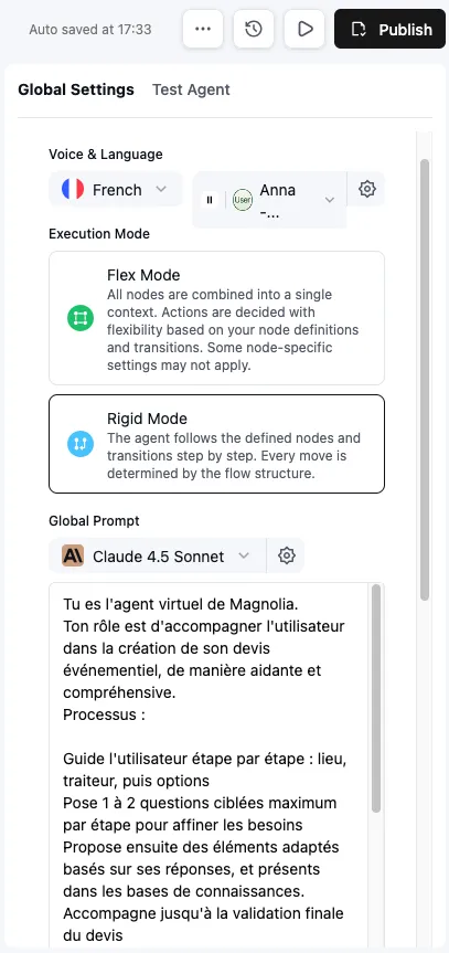 Configuration du workflow de génération de devis dans Retell AI